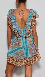 Eshana V Neck Cutout Printed Mini Dress Flowering Girl