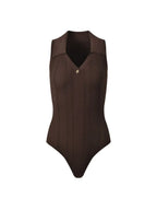 Ribbed Knit Polo Bodysuit Flowering Girl