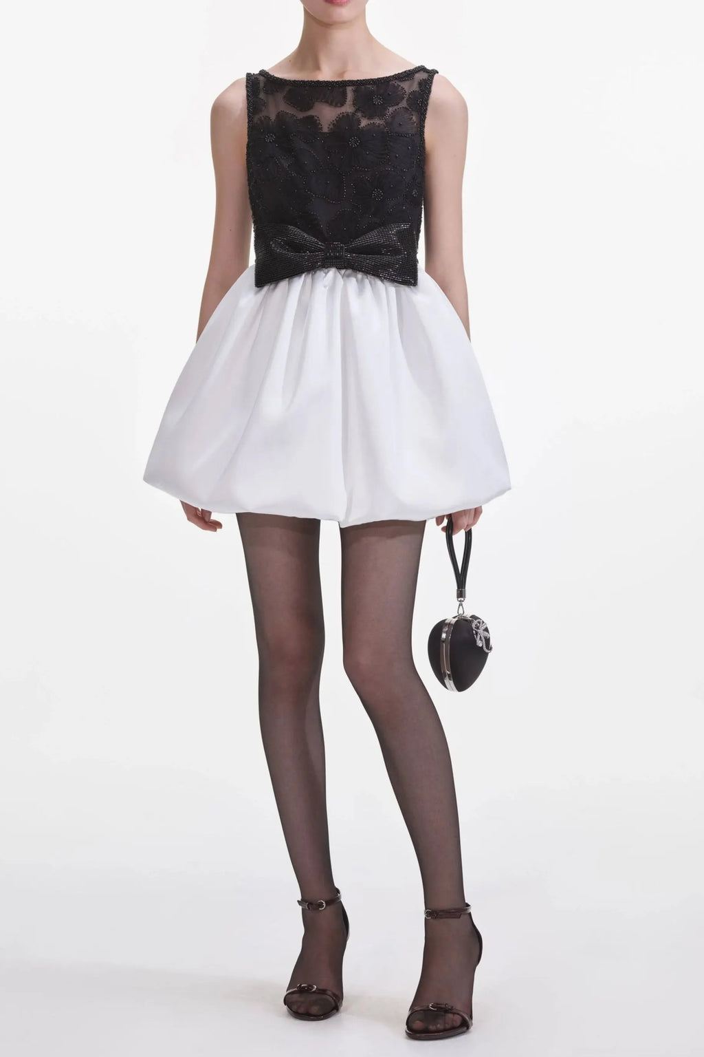Black And White Tulle Mini Dress Flowering Girl