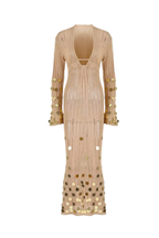 Elma Golden Aura v-Neck Knitted Maxi Dress Flowering Girl