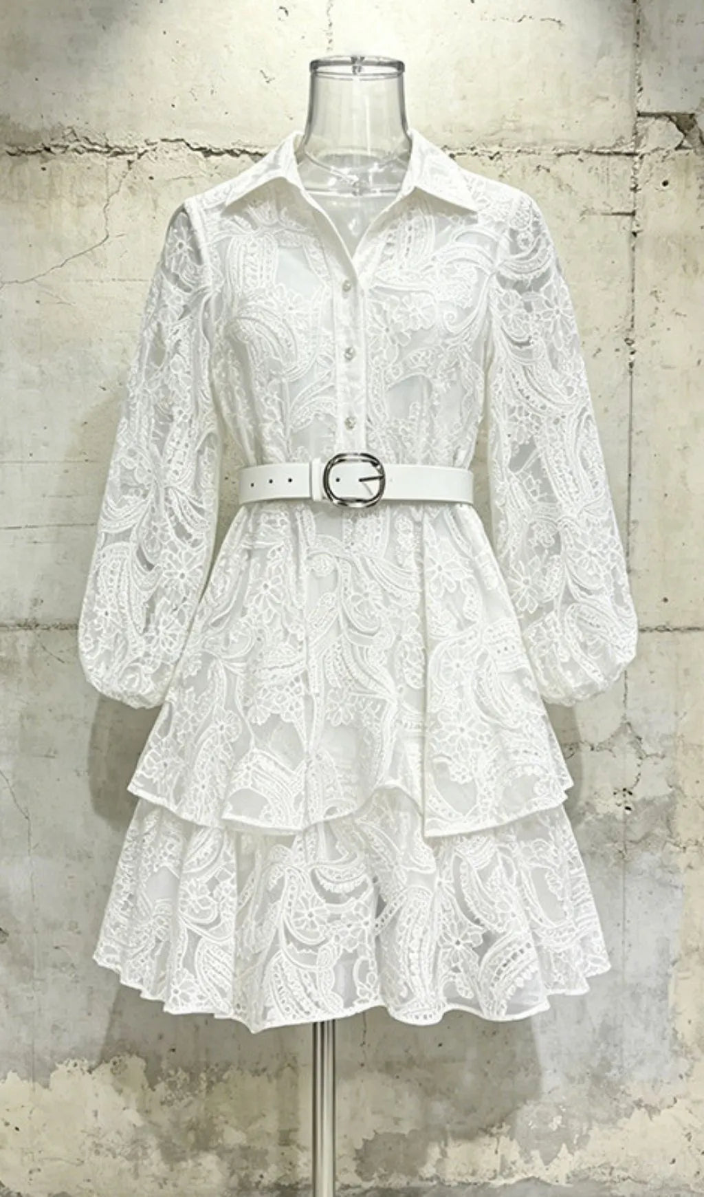Leone Lace Long Sleeve Mini Dress Flowering Girl