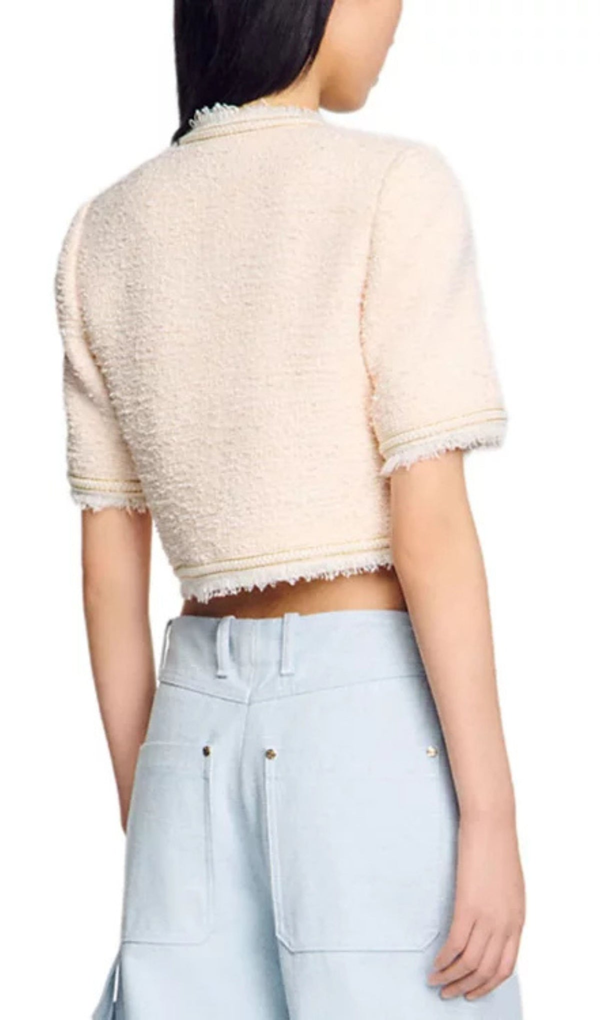 Short Sleeve Tweed Jacket Flowering Girl