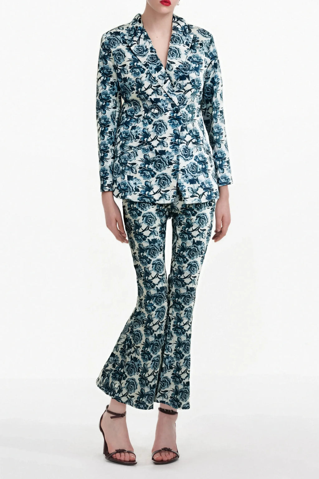 Morgane Floral-Print Jacket & Trousers Matching Set Flowering Girl