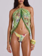 Maleika Flower Sequin Three-Piece Swimsuit Flowering Girl