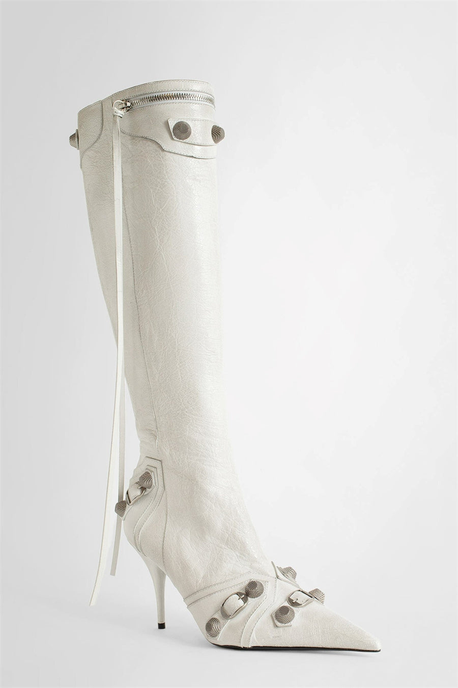 Shilia Zip Knee-high Boots - White Flowering Girl