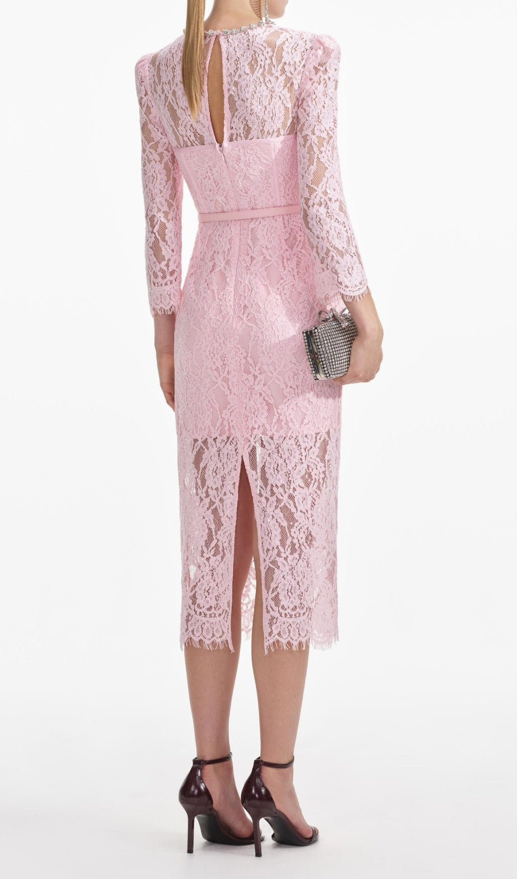 Pink Lace Bustier Midi Dress Flowering Girl