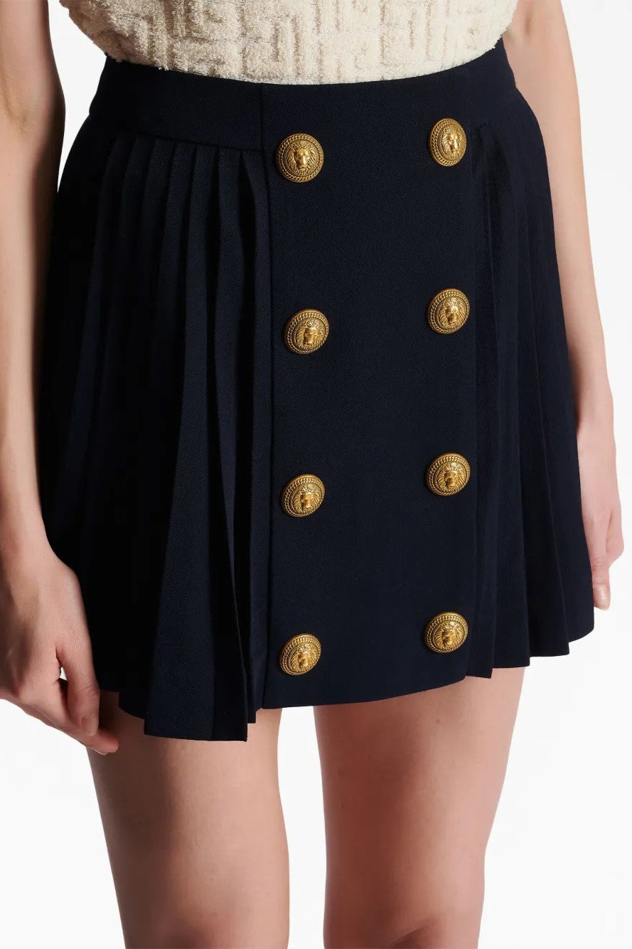 Megumi Gold Button Pleated Mini Skirt Flowering Girl