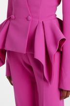 Audith Ruffled Blazer Two Piece Set - Pink Flowering Girl