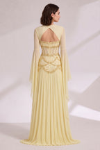 Pale Yellow Chiffon a-Line Gown Flowering Girl