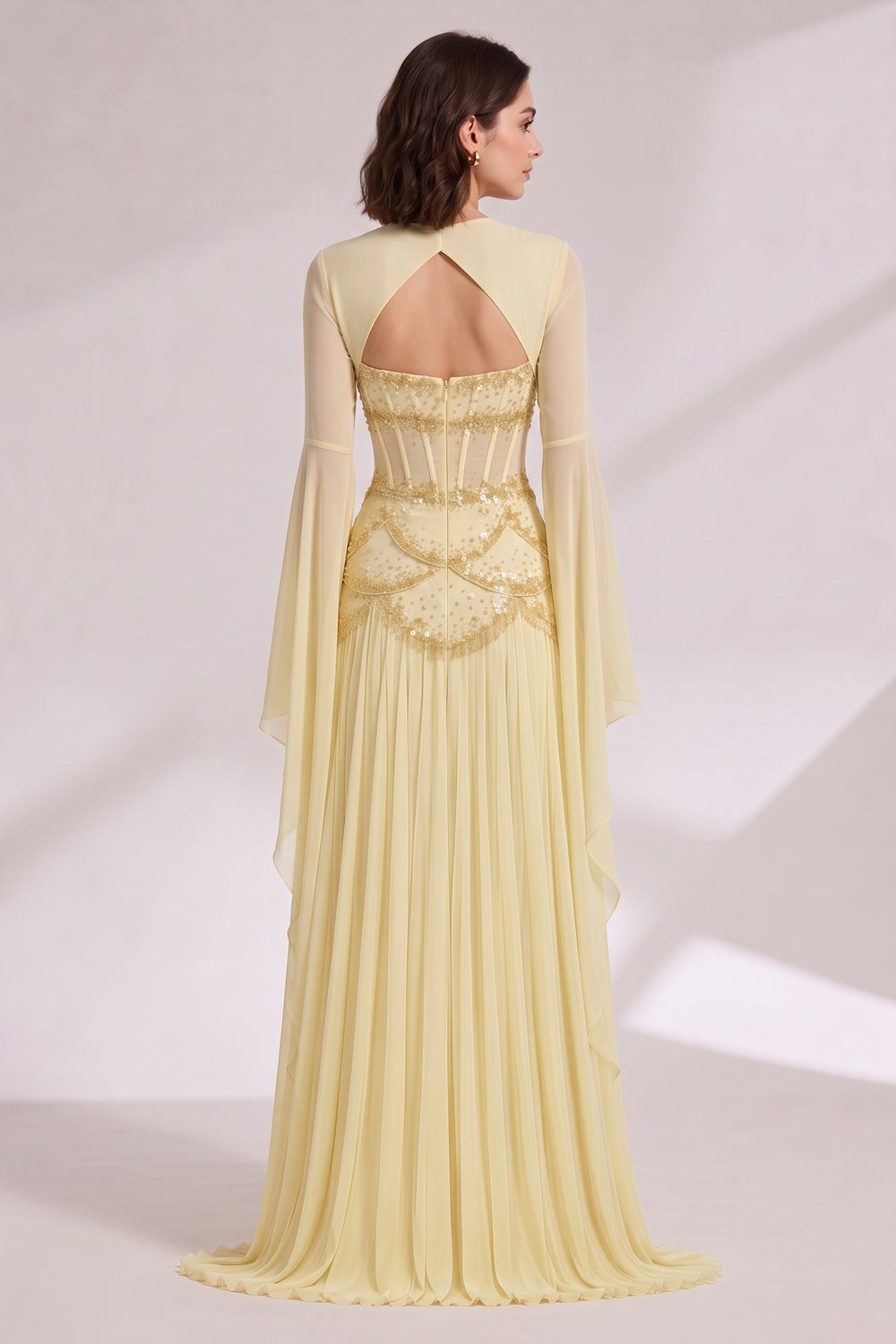 Pale Yellow Chiffon a-Line Gown Flowering Girl