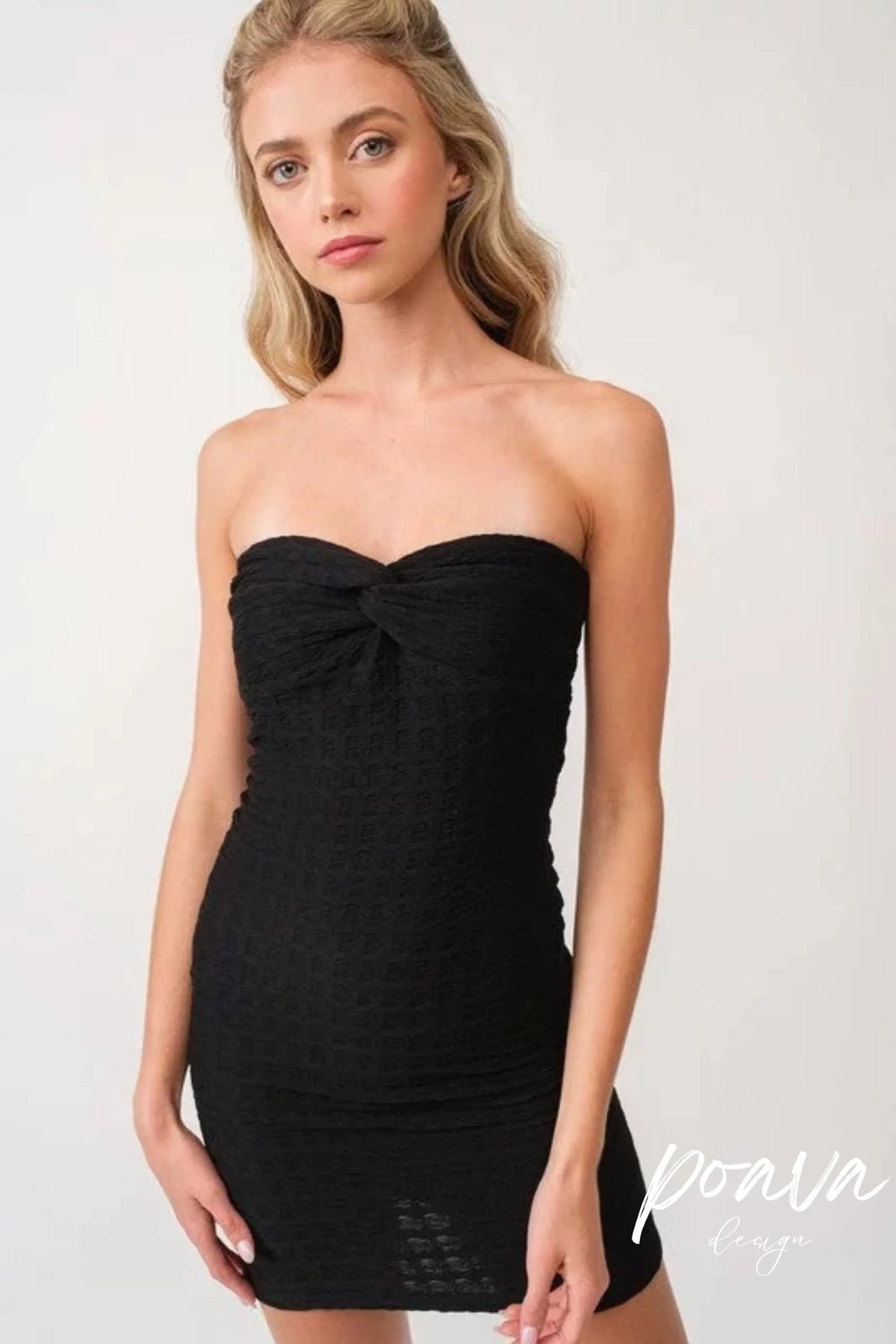 Textured Strapless Mini Dress Flowering Girl