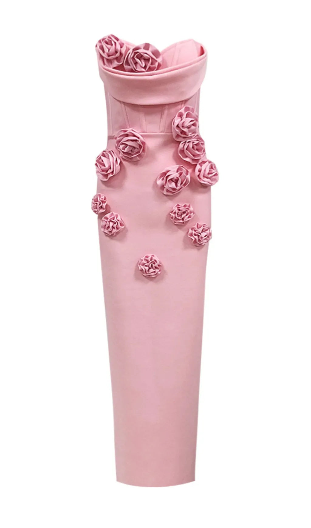 Aihe Pink Strapless Flower Bandage Dress Flowering Girl