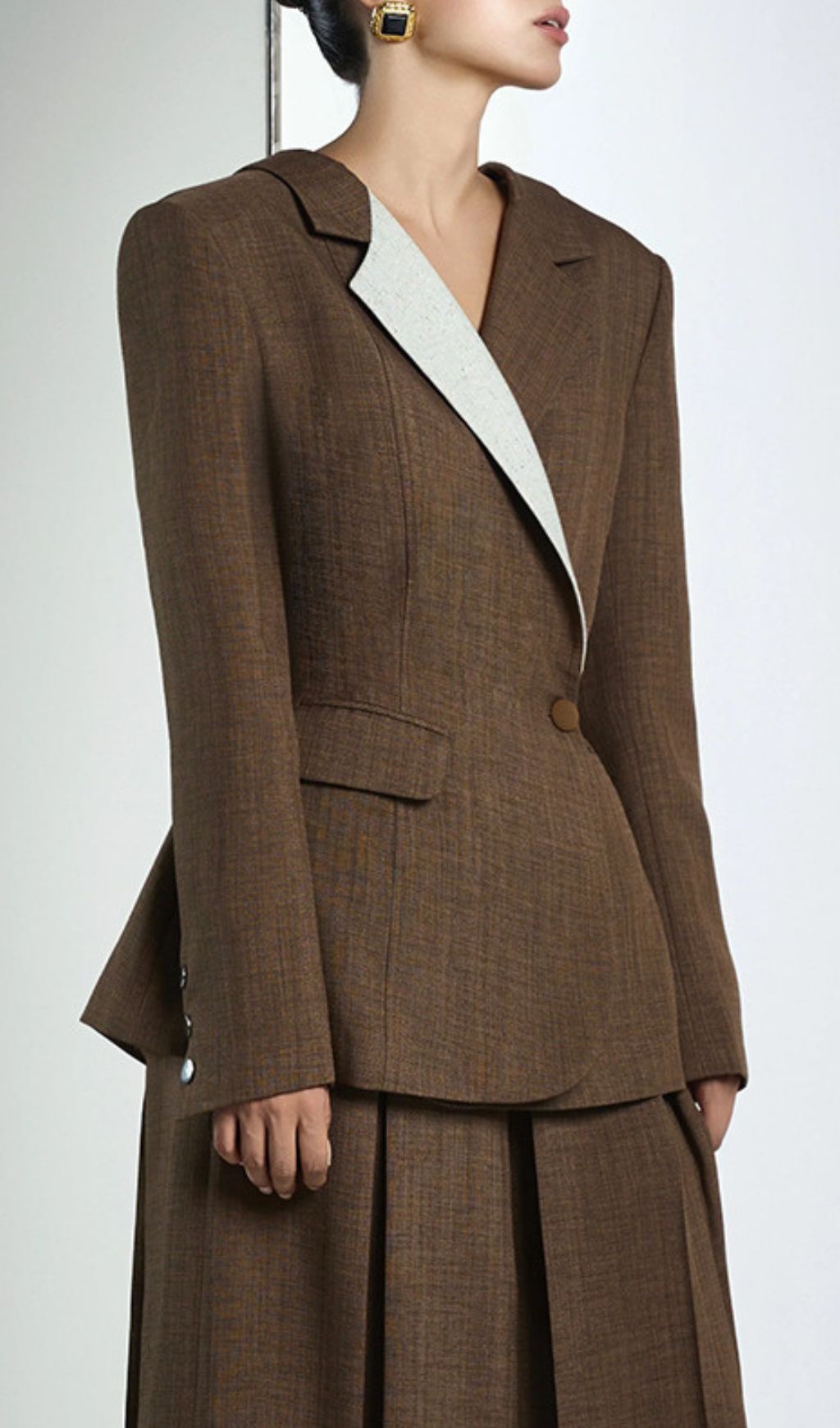 Giustina Contrast Stitching Blazer Flowering Girl