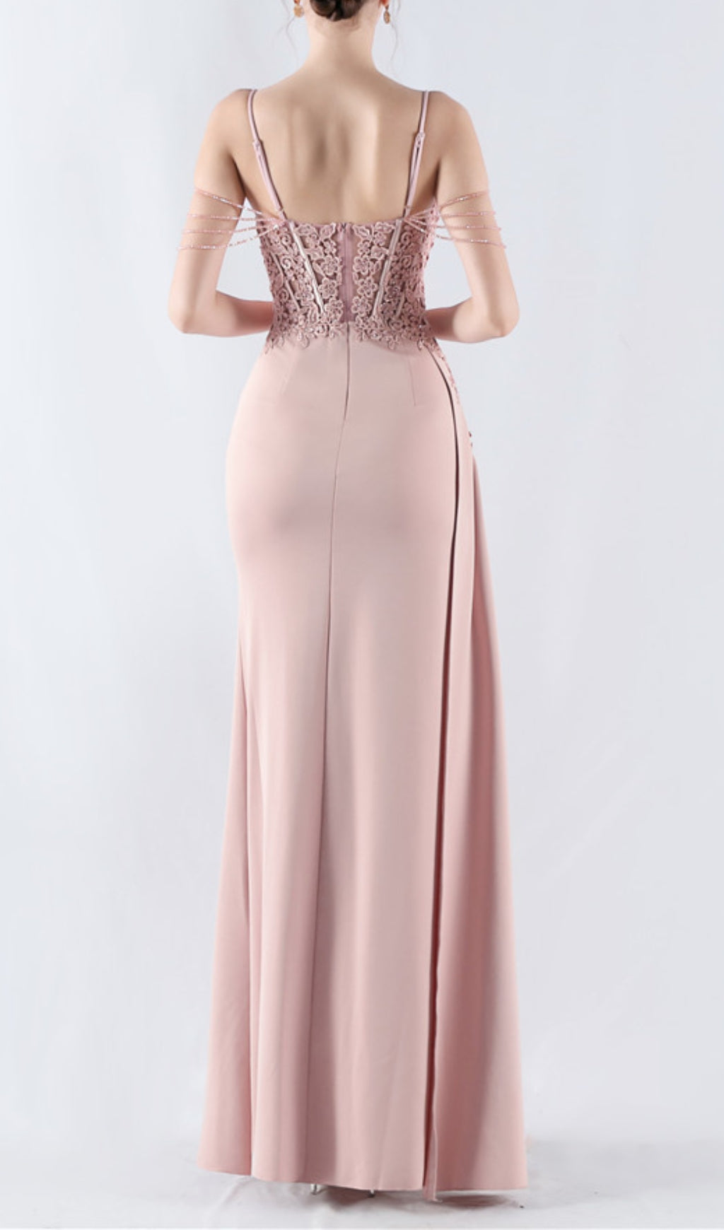 Chofa Pink Flower Bead Corset Maxi Dress Flowering Girl