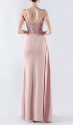 Chofa Pink Flower Bead Corset Maxi Dress Flowering Girl