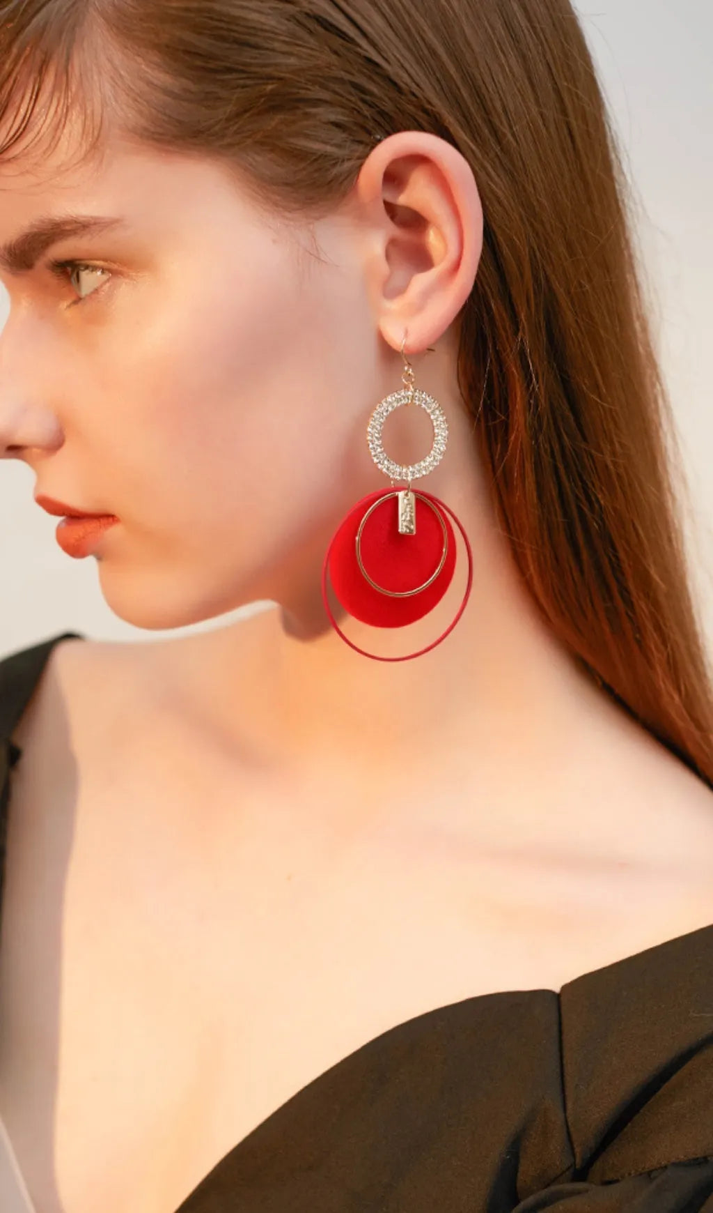 Andie Red Circle Plush Earrings Flowering Girl