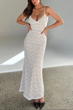 Ins Summer New Sexy V-Neck Lace Suspender Dress Flowering Girl