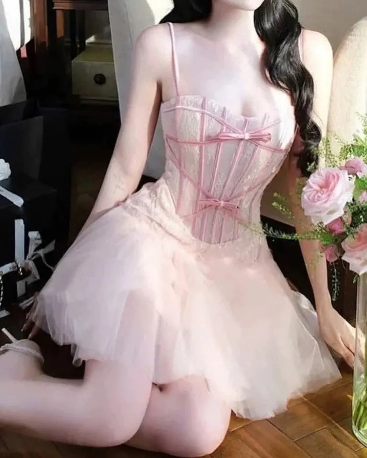 Bow Tulle Corset Mini Dress Flowering Girl