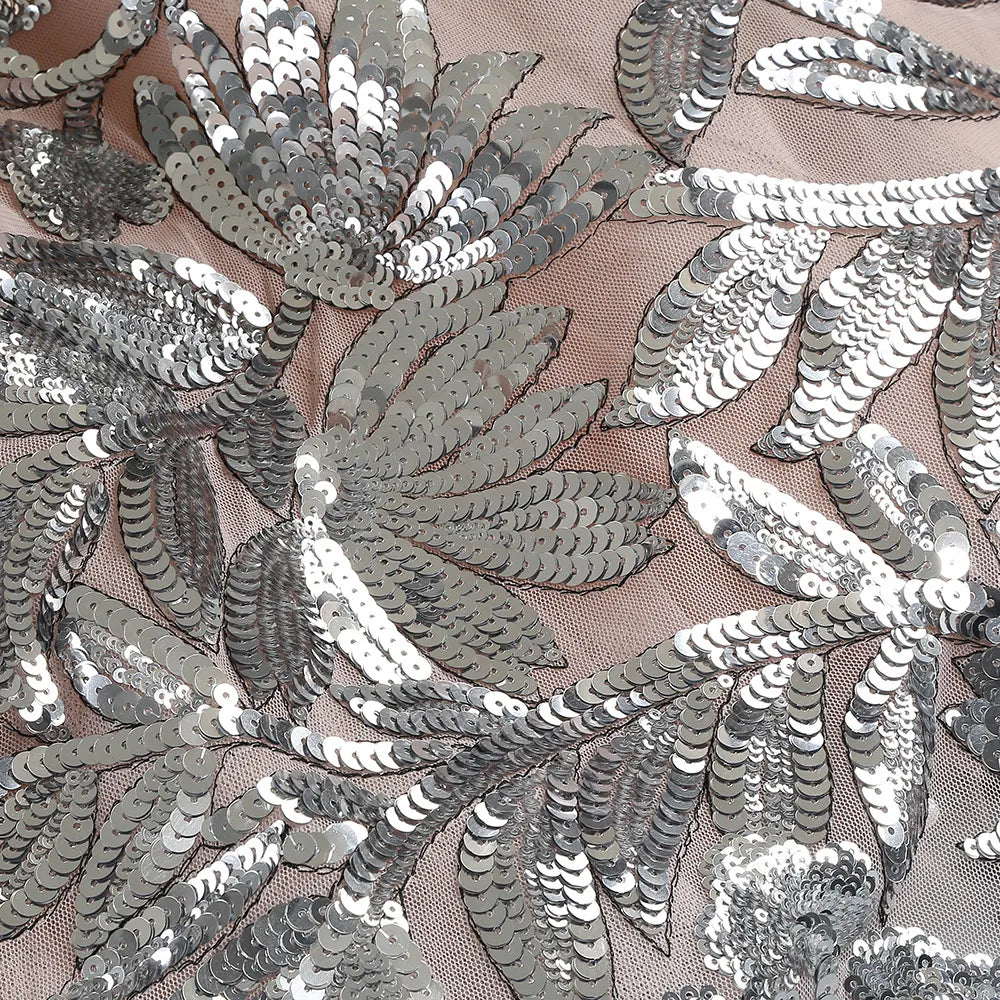 Fawzia Strapless Leaf Sequin Mini Dress Flowering Girl