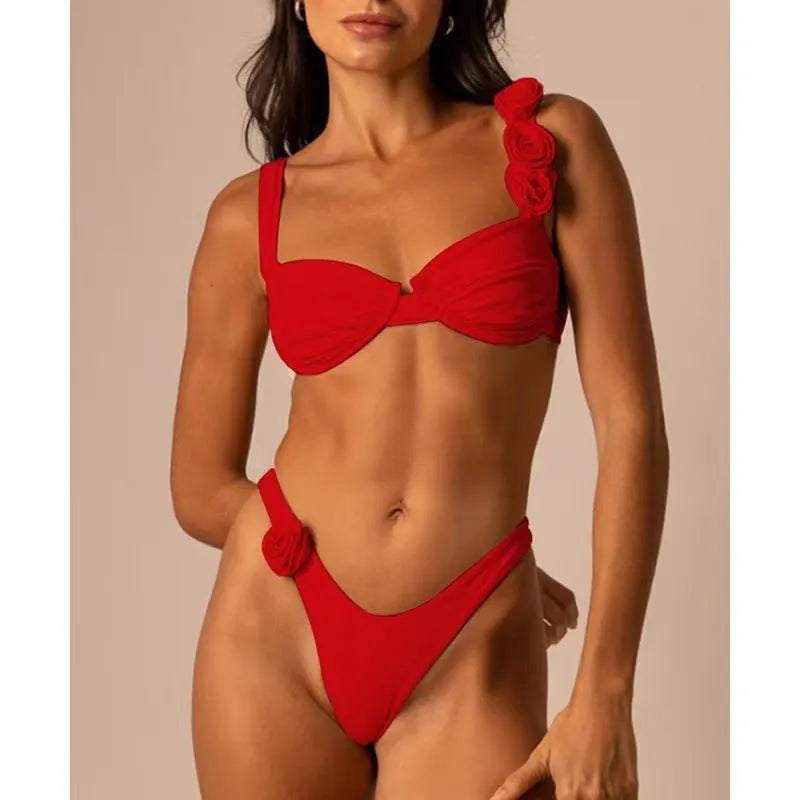 3D Three-Dimensional Flower Split Bikini Flowering Girl