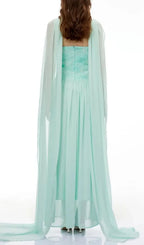 Rebecca Green Floral Embroidered Pleated Maxi Dress Flowering Girl