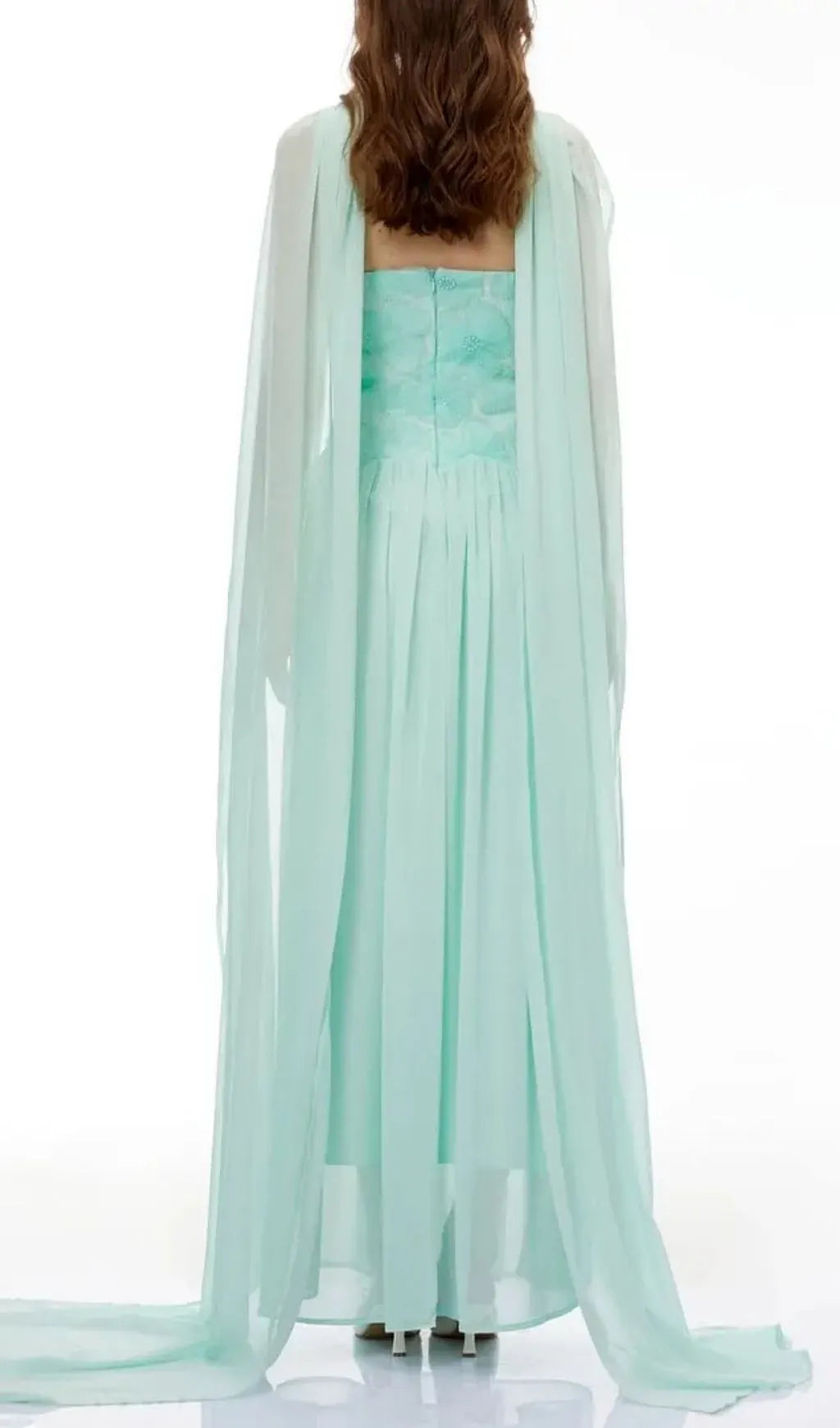 Rebecca Green Floral Embroidered Pleated Maxi Dress Flowering Girl