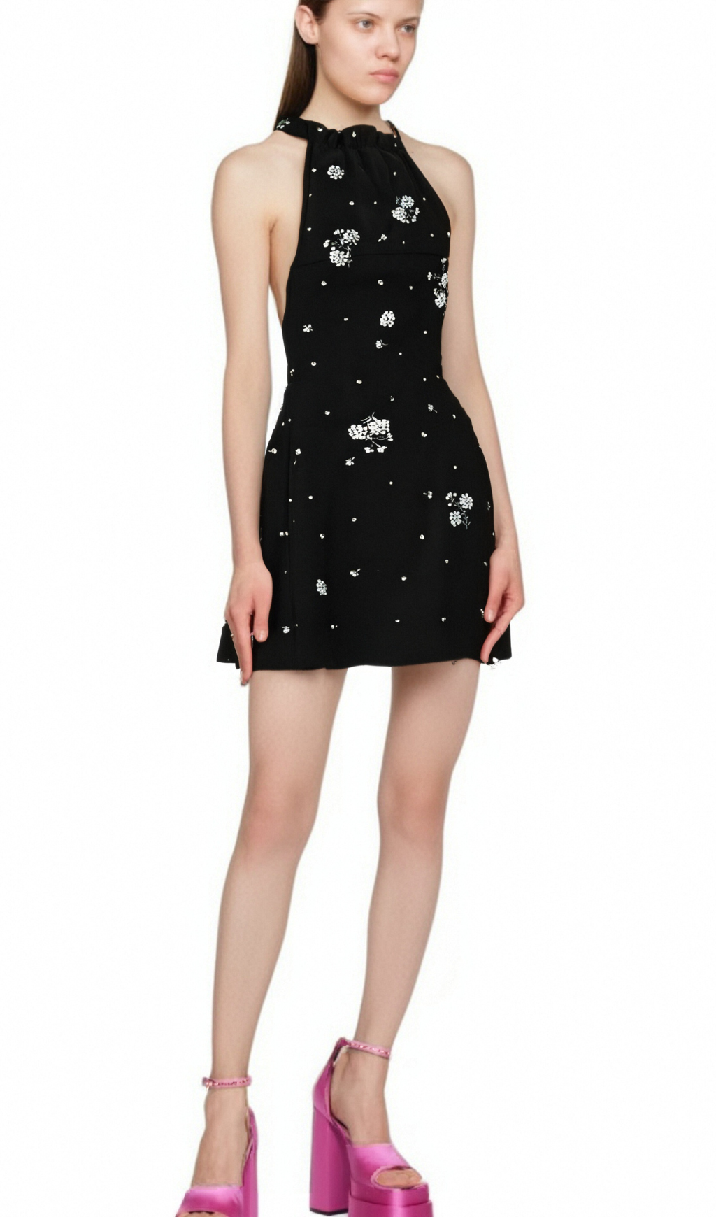 Ariane crystal-embellished scoop-back mini dress Flowering Girl