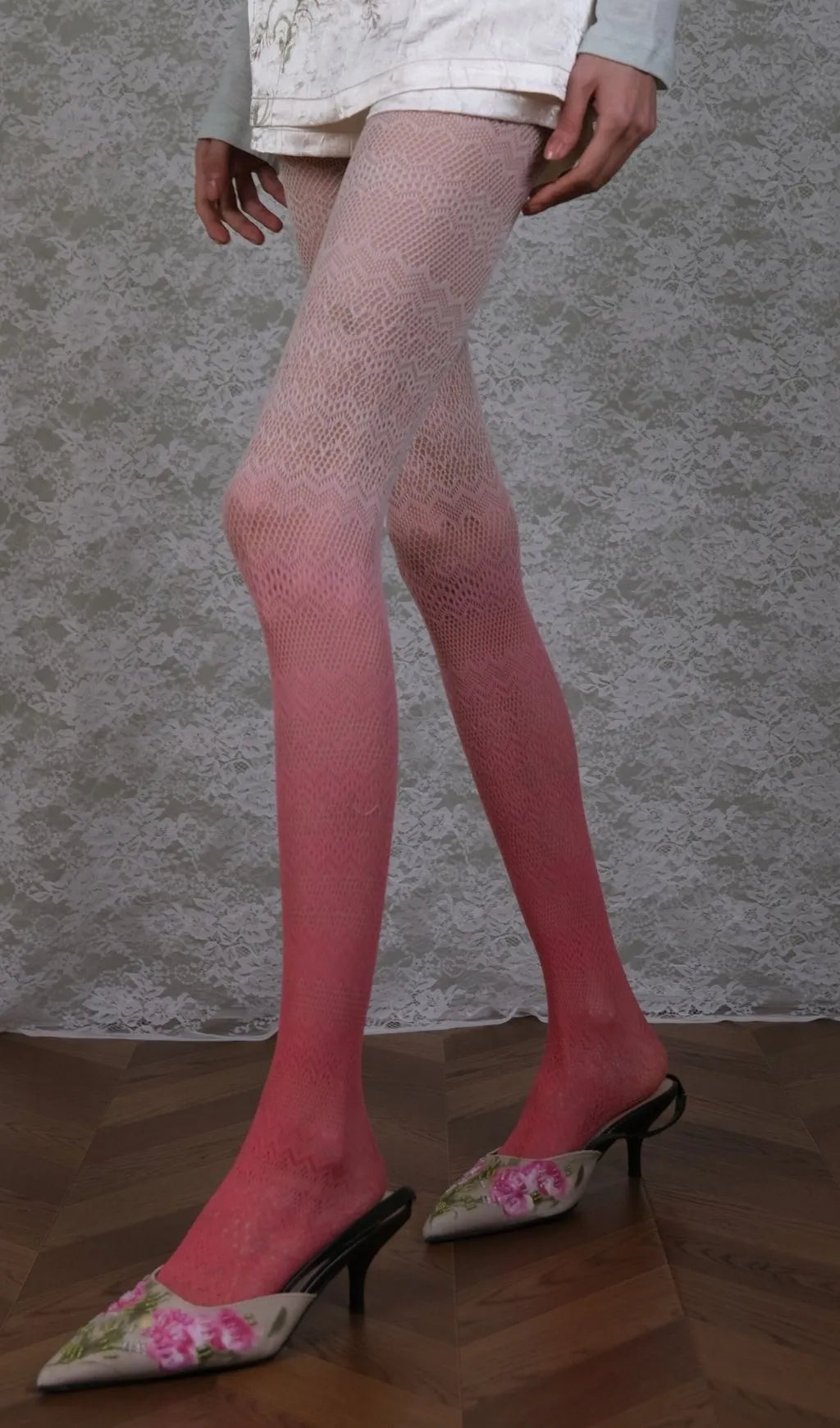 Pink Gradient Tights Flowering Girl