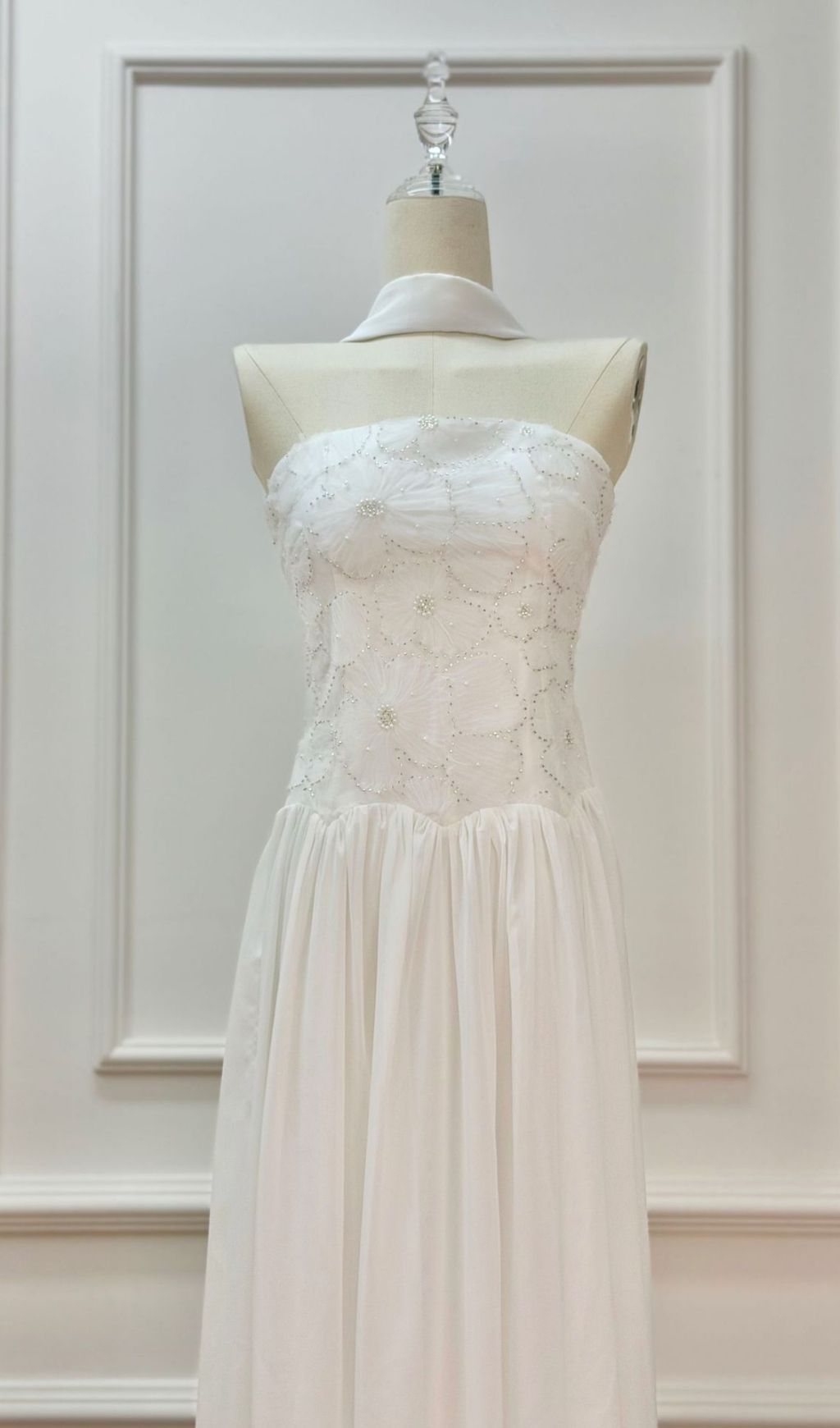 Kenley White Strapless Flower Maxi Dress Flowering Girl