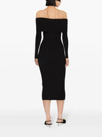 BLACK OFF SHOULDER KNIT MIDI DRESS Flowering Girl