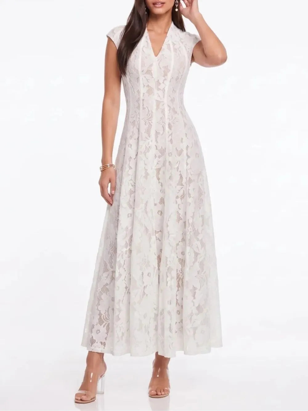 Fruma Sleeveless Lace Midi Dress Flowering Girl
