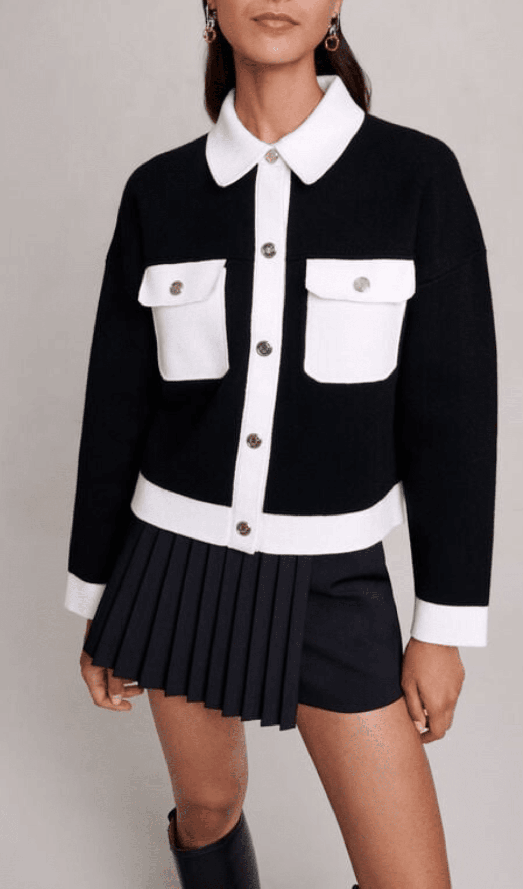 CROPPED CONTRASTING KNITTED CARDIGAN Flowering Girl