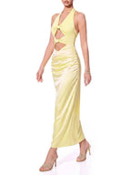 Paverin Halterneck Cutout Satin Maxi Dress Flowering Girl