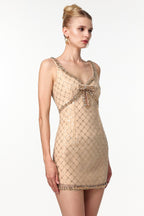 Mona Embellished Rhinestone Sequin Mini Dress In Yellow Flowering Girl