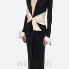 bow black carpet dress in drape jersey Flowering Girl