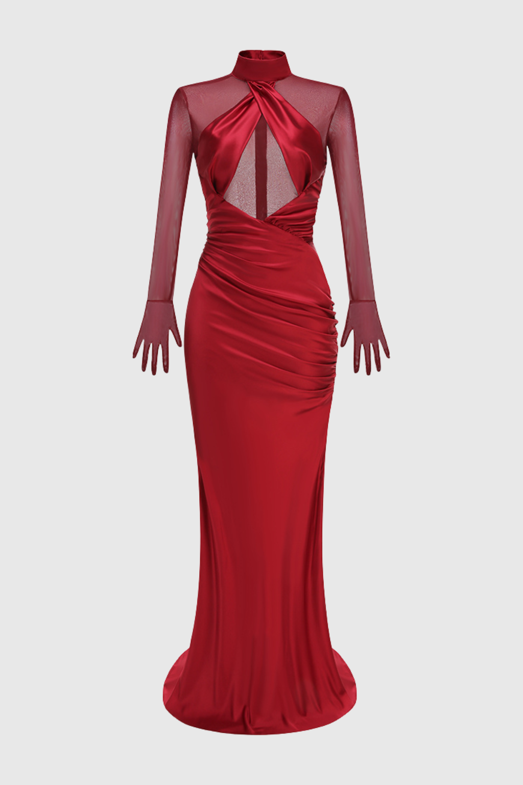 Lorere Mesh Satin Long Sleeve Maxi Dress Flowering Girl