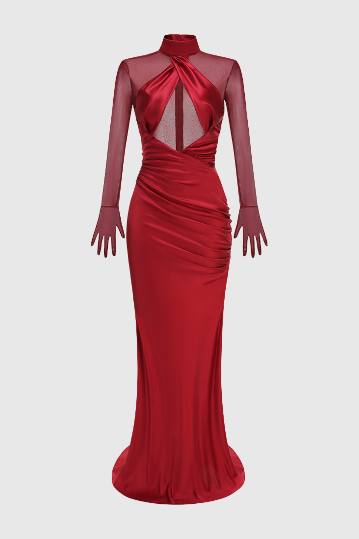 Lorere Mesh Satin Long Sleeve Maxi Dress Flowering Girl