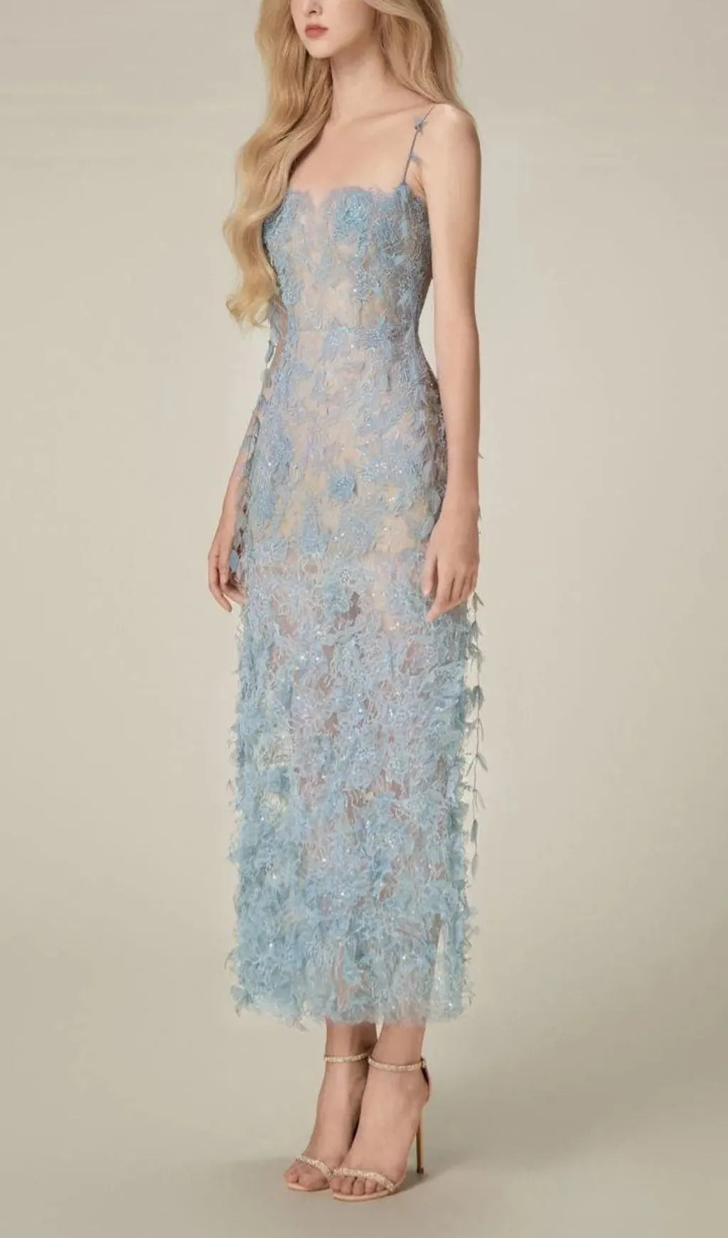 Argo Blue Bead Lace Pencil Dress Flowering Girl