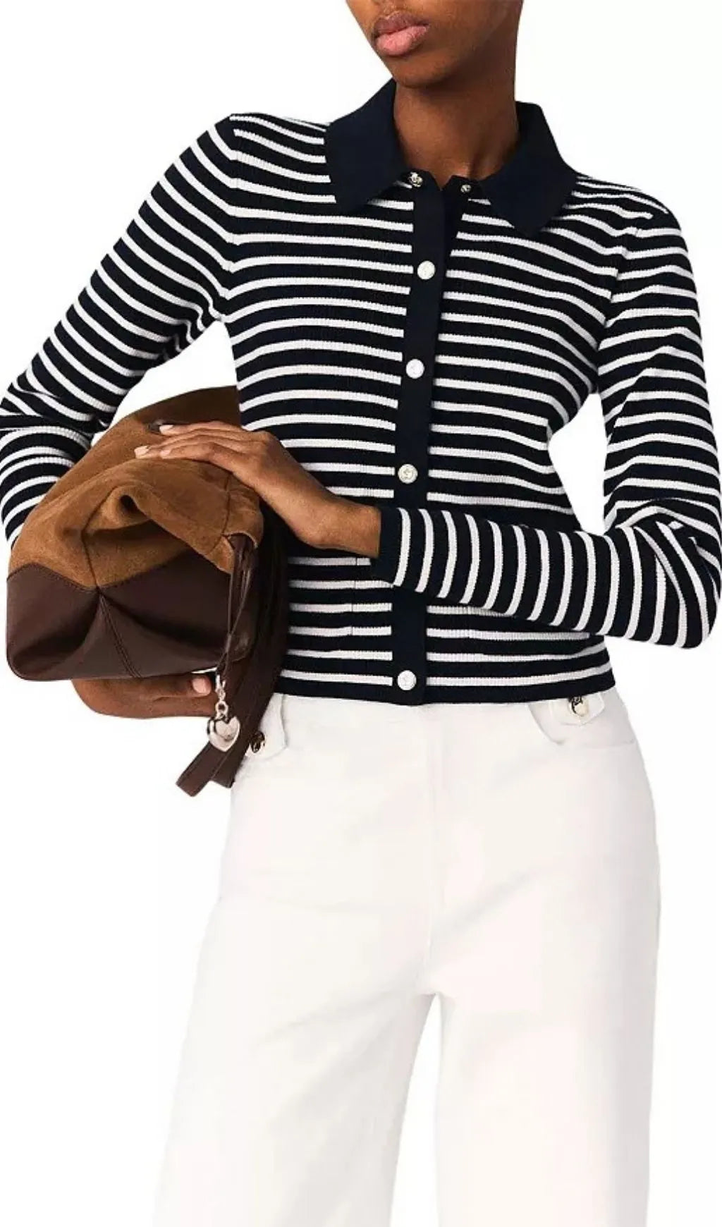 Striped Polo Cardigan Flowering Girl