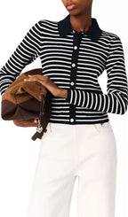 Striped Polo Cardigan Flowering Girl
