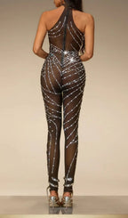 Siesia Rhinestone Mesh Jumpsuit Flowering Girl