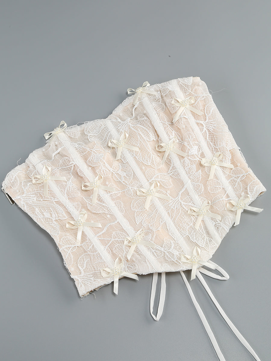 Cadence White Corset Lace Two-Piece Set Flowering Girl