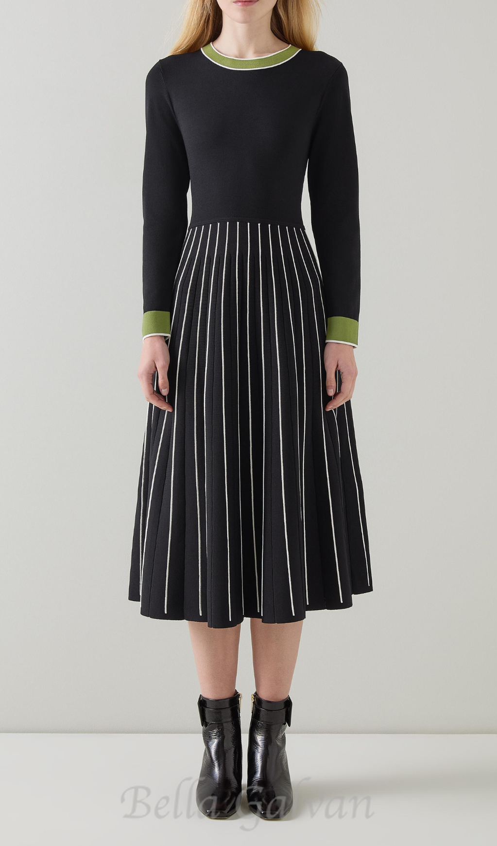 multi knitted midi dress in black Flowering Girl