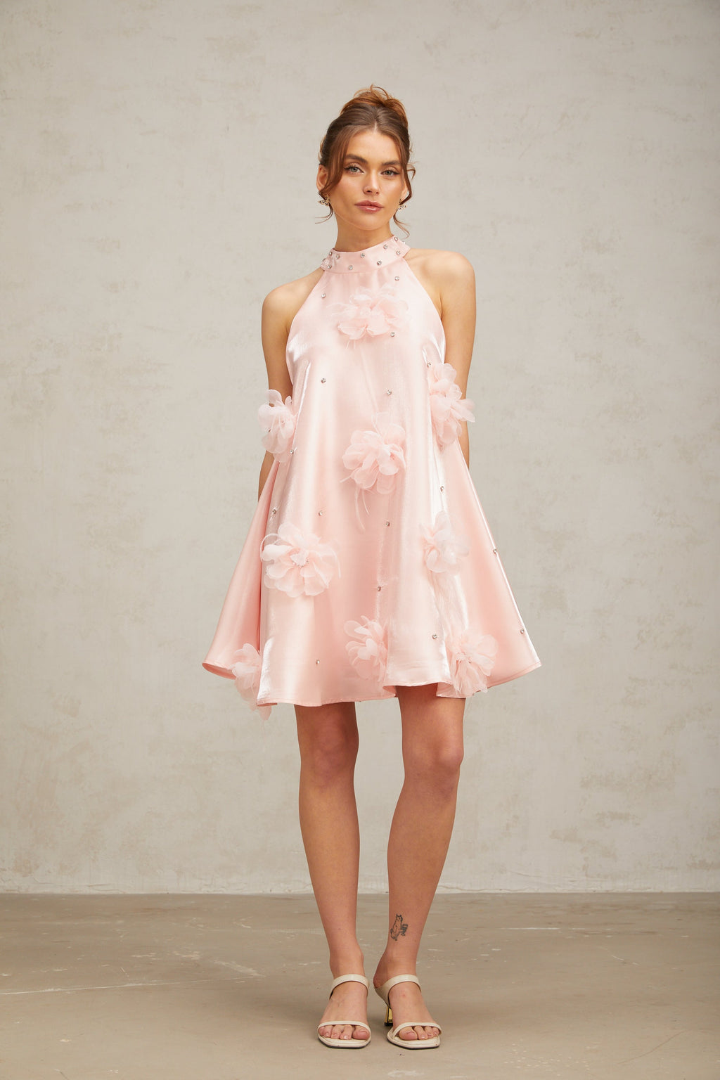 Quella Pink Flower Sleeveless A-Line Mini Dress Flowering Girl