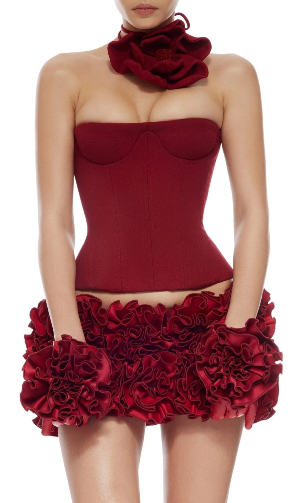 Clegg Red Corset Flower Two-Piece Set Flowering Girl