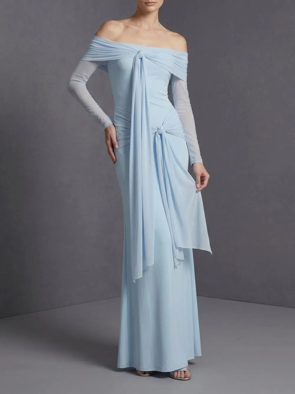 Jalenor Off Shoulder Twisted Maxi Dress Flowering Girl