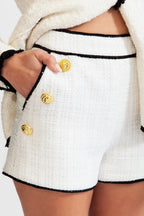 Mishka Breasted Tweed Jacket - White Flowering Girl