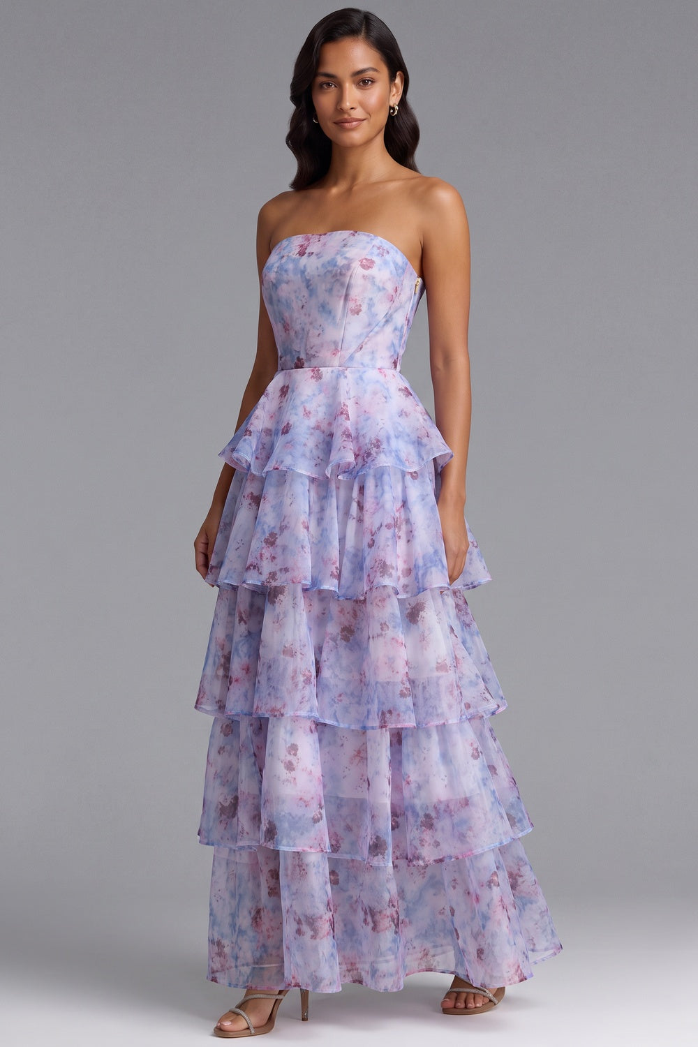Floral Tiered Strapless Maxi Dress Flowering Girl
