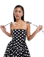 strap midi dress in mono polka dot Flowering Girl