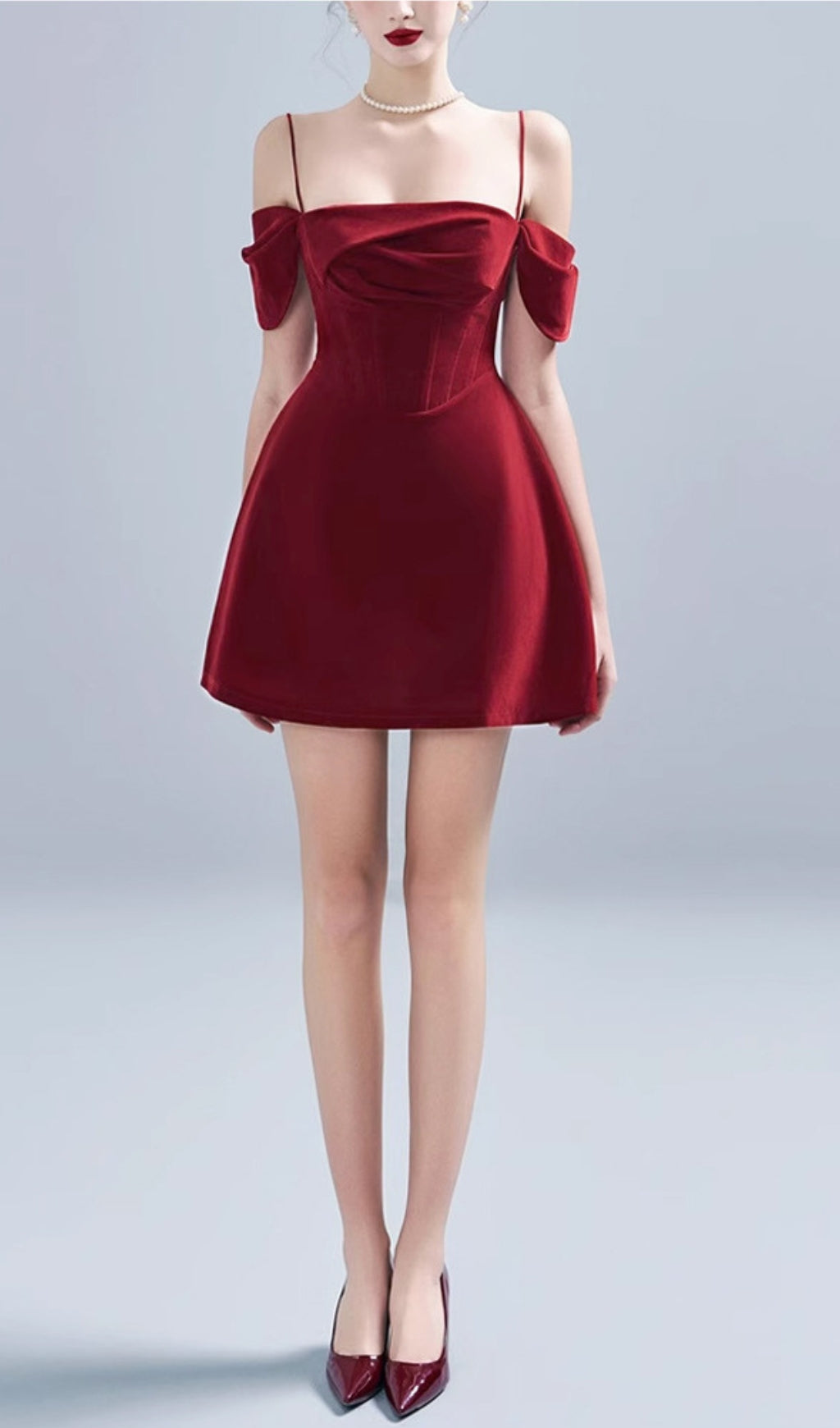 Canice Red Ruched Corset Mini Dress Flowering Girl